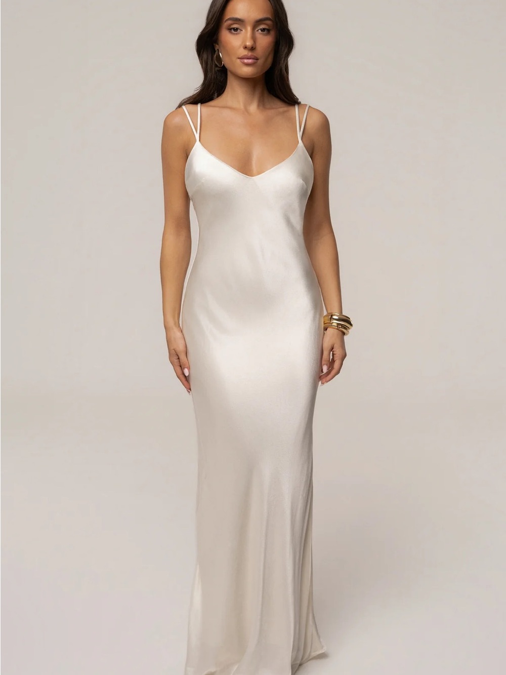 JLUXLABEL Ivory Satin Slip Maxi Dress